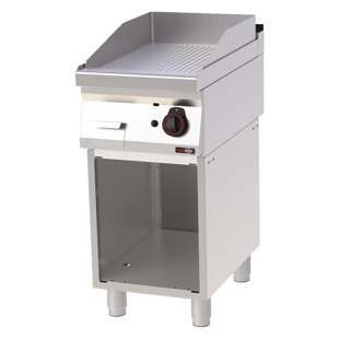 REDFOX FTRC 70/40 G | Fry-top bakplaat 40x51 gas verchroomd gegroefd op open kast