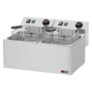 REDFOX FE 77 E | Elektrische friteuse 2 mandjes 0,38 kW/l, 8+8 l tafelmodel 230 V