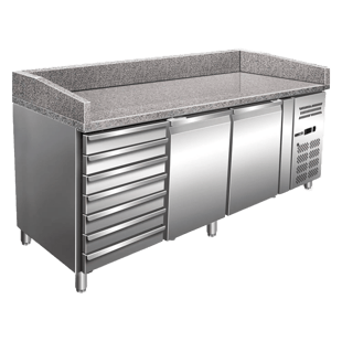 REDFOX RTP 3D-2D7ZN | Koelwerkbank GN 1/1 pizza 2 deuren, 7 lades