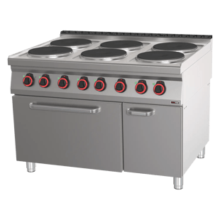 REDFOX SPT 90/120-21 E | Kooktoestel elektrisch 6x platen met oven GN 2/1