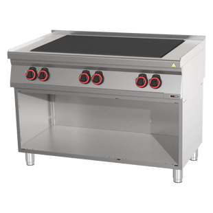 REDFOX SPL 70/120 E | Cooking range electric met 6 solid top plates op open cabinet