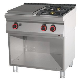 REDFOX STP 70/80 G | Cooking range solid top gas 3x burner op open cabinet