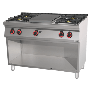 REDFOX STP 70/120 G | Cooking range solid top gas 5x burner op open cabinet
