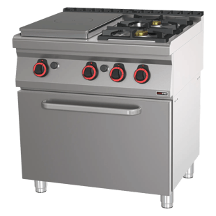 REDFOX STPT 70/80 21 G | Kookfornuis met vaste kookplaat (gas) en statische gasoven GN 2/1 - 3x brander