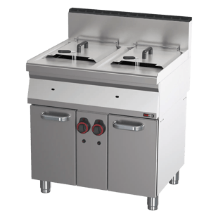 REDFOX FE 70/80 G | Gasfriteuse 2 manden 0,8 kW/l, 15+15 l met onderkast