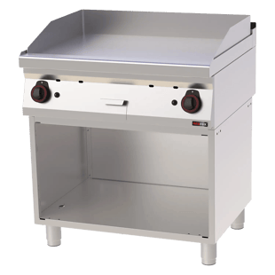 REDFOX FTH 70/80 G | Fry-top bakplaat 80x51 gas glad op open kast