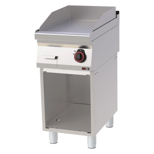 REDFOX FTR 70/40 E | Fry-top bakplaat 40x51 elektrisch gegroefd op open kast 400 V