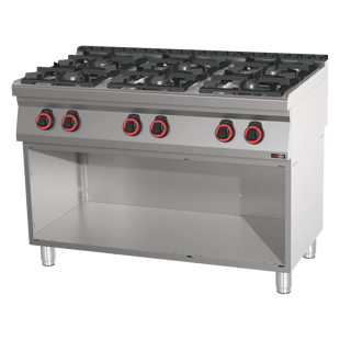 REDFOX SP 70/120 G | Cooking range gas 6x burner op open cabinet