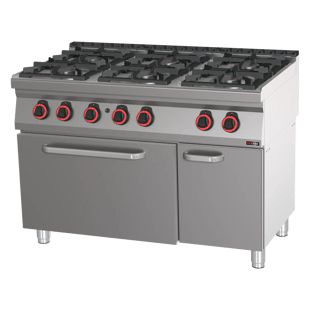 REDFOX SPBT 70/120 21 G | Cooking range gas met static gas oven GN 2/1 - 6x burner ECO