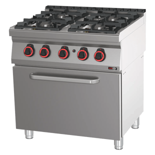 REDFOX SPT 70/80 21 G | Cooking range gas met static gas oven GN 2/1 - 4x burner