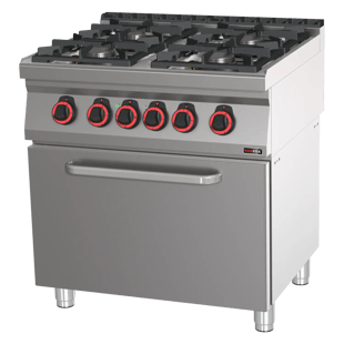 REDFOX SPT 70/80 21 GE | Kookfornuis gecombineerd met statische elektrische oven GN 2/1 - 4x brander