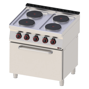 REDFOX SPT 70/80 11 E | Cooking range electric met electric convection oven GN 1/1 - 4x plate 400 V
