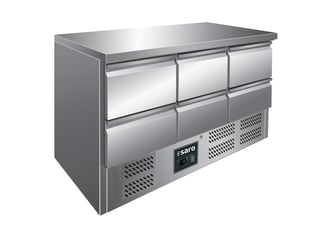 SARO | Gekoelde werkbank met 6 lades,model VIVIA S 903 S/S TOP 6x 1/2