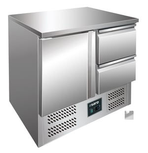SARO | Gekoelde werkbank met deur en lades,model VIVIA S 901 S/S TOP 2x 1/2 GN