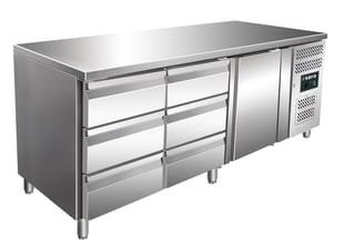 SARO | Gekoelde werkbank met 1 deur en 2x sets van 3 lades,model KYLJA 3150 TN