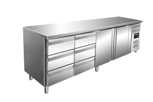 SARO | Gekoelde werkbank met 2 deuren en 2x set van 3 lades,model KYLJA 4150 TN