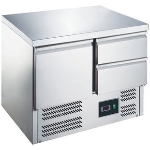 SARO | Gekoelde werkbank met deur en lades,model ES 901 S/S TOP 1/2