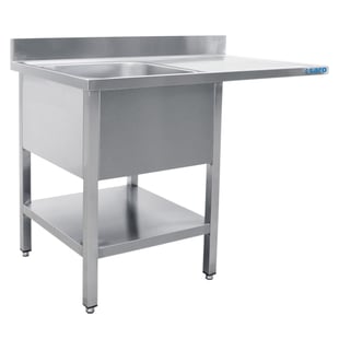 SARO | Spoeltafel met 2 wasbakken, links - 700 mm diepte, 1200 mm