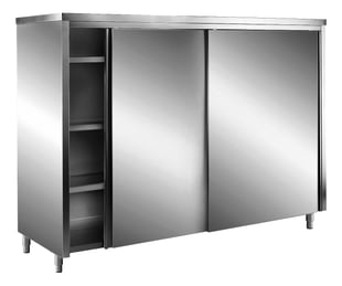 SARO | RVS opbergkasten met schuifdeuren AISI 430, plat dak, 1800x700