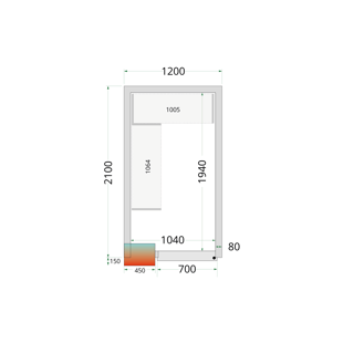Tefcold | Koelcelpanelen 80 mm CR 120x210x220 - TC-44035