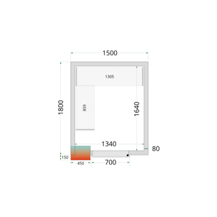 Tefcold | Koelcelpanelen 80 mm - zonder vloer CR 150x180x212 NF - TC-44063