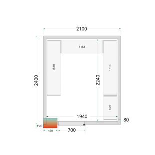 Tefcold | Koelcelpanelen 80 mm CR 210x240x220 - TC-44083