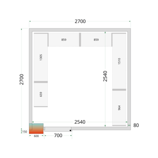 Tefcold | Koelcelpanelen 80 mm CR 270x270x220 - TC-44093