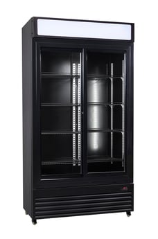 Combisteel | Koelkast schuif glasdeuren bez-780 sl zwart - CMBI-7455.1398