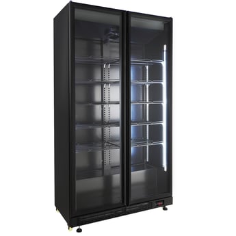 Combisteel | Koelkast 2 glasdeuren zwart nap-850 - CMBI-7455.1918