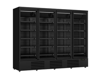 Combisteel | Vrieskast 4 glasdeuren zwart jde-2025f bl*transport op aanvraag***let op, er is sprake van een hogere inschakelstroom waardoor een automaat met c karakteristiek noodzakelijk is.** - CMBI-7455.2252