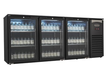 Combisteel | Barkoeler 3 glasdeuren zwart 470l led - CMBI-7503.0010