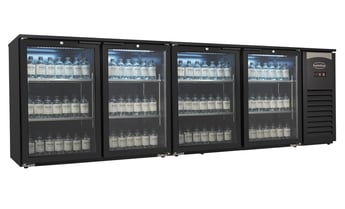 Combisteel | Barkoeler 4 glasdeuren zwart 636l led - CMBI-7503.0015