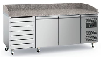 Combisteel | Pizzawerkbank 2 deurs 7 laden met wielen - CMBI-7950.5150