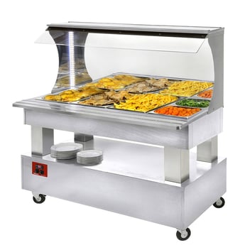 Diamond | Warm wand-buffet, bain-marie, 4x GN 1/1-150 (wit hout) | ABM/4N-A1