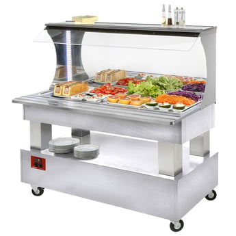 Diamond | Buffet - gekoelde wand-salad bar, 4x GN 1/1-150 (wit hout) | ASB/4N-A1-R2