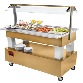 Diamond | Buffet - Salad bar, gekoeld, 4x GN 1/1-150 (Licht eiken hout) | BSB/4N-D1-R2