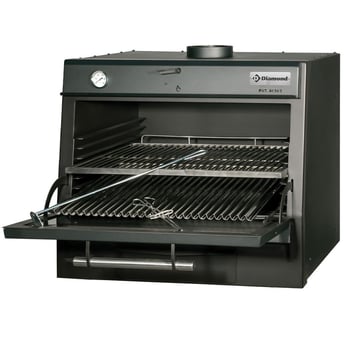 Diamond | Houtskooloven-BBQ, GN 1/1 + GN2/4 (75 Kg/h)/Zwart | CBQ-075/BK