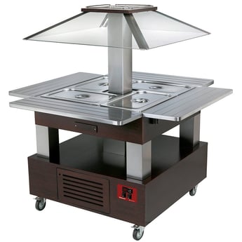 Diamond | Eiland Buffet - Salad bar, gekoeld, 4x GN 1/1-150 (Wengé hout) | CSB/4D-B1-EXPO
