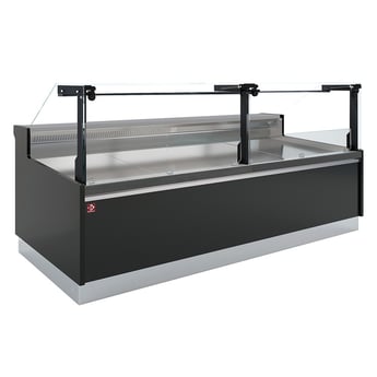 Diamond | Geventileerde vitrinetoonbank, met reserve, verticale ruit 90° met zuigerlift - FULL BLACK | DPT20-V5
