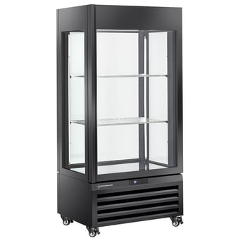 Diamond | FULL glazen vitrine" 600 liter, 1 niveau + 2 planken, geventileerd - WINE - ZWART | MAX/609-VB
