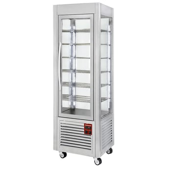 Diamond | Panoramische vitrine, 5 roosters, geventileerd, 360 LT, RVS | SNE/GB-A5-R2