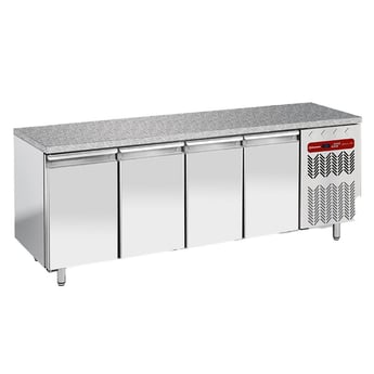 Diamond | Geventileerde koeltafel, 4 deuren EN 600x400 - Top in graniet | TP4N/HG-R2