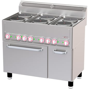 Diverso by Diamond | Fornuis met 6 elektrische kookplaten op conventieoven GN1/1 en neutrale kast | WR-E6CF-23
