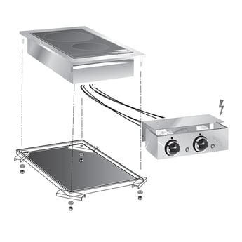 Gastro Inox | Mareno drop-in elektrische keramische kookplaat, 40 cm 2 zones, met aansluitblok - GI-160.510