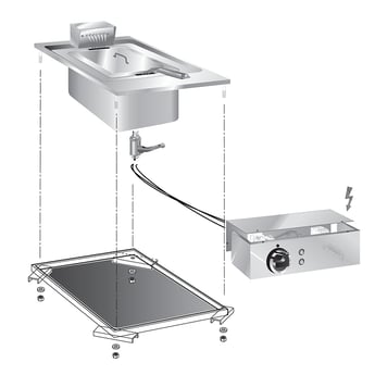 Gastro Inox | Mareno drop-in friteuse 10 liter, 40 cm 5KW, met aansluitblok - GI-160.514