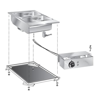 Gastro Inox | Mareno drop-in bainmarie 40 cm met aansluitblok - GI-160.544