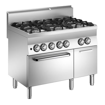 Gastro Inox | Mareno M1-600 gasfornuis met 6 branders en gasoven, 120cm - GI-161.007