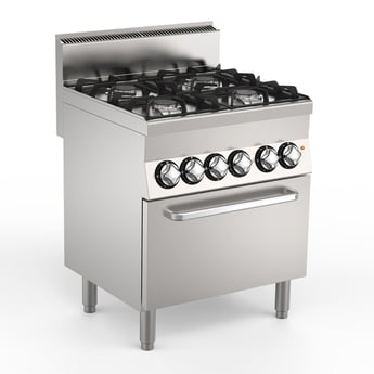 Gastro Inox | Mareno M1-600 gasfornuis met 4 x 6Kw branders en elektrische oven, 70cm - GI-161.009