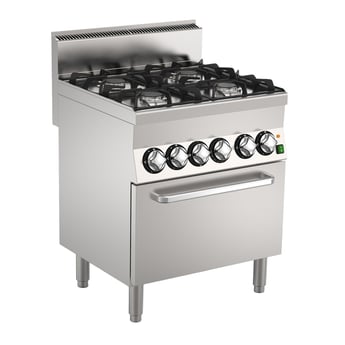 Gastro Inox | Mareno M1-600 gasfornuis met 4 branders en elektrische heteluchtoven, 70cm - GI-161.010