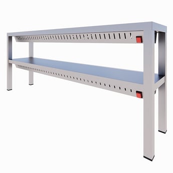 Gastro Inox | Dubbele etagère van roestvrijstaal met warmhoudlampen, 2000(l)x300(d)x650(h)mm - GI-303.345